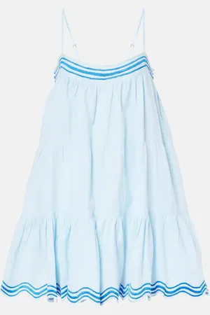 Juliet Dunn Embroidered cotton and linen minidress