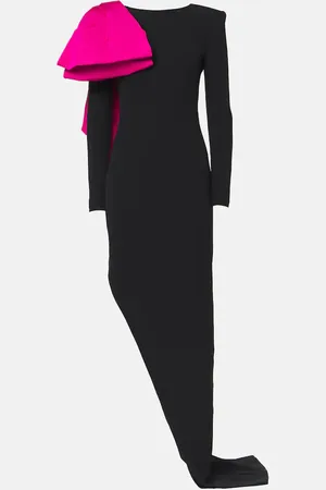Safiyaa Ines bow-detail faille gown