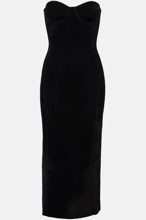 GALVAN Titania strapless velvet midi dress