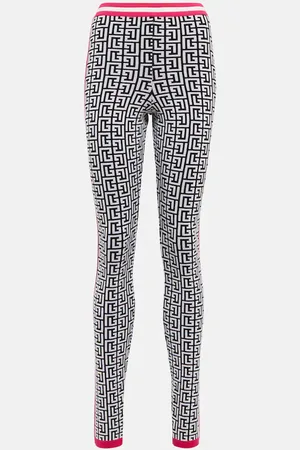 Balmain Jacquard-knit wool-blend leggings