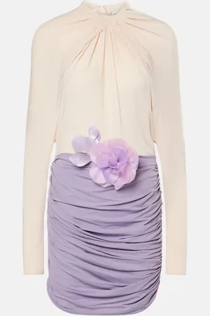 MAGDA BUTRYM Colorblock ruched open-back minidress
