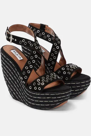 Alaïa AlaÃ¯a Embellished suede wedge sandals
