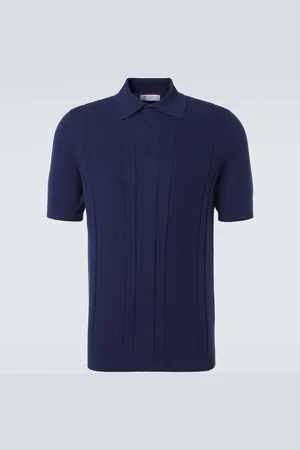 Brunello Cucinelli Jacquard striped cotton polo shirt