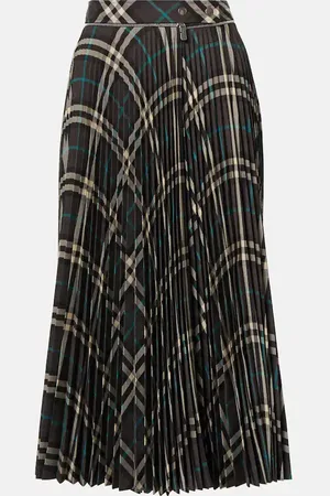 Burberry Pleated checked midi skirt