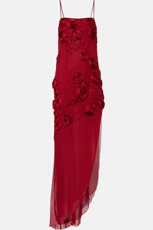 BLUMARINE Floral-appliquÃ© georgette gown