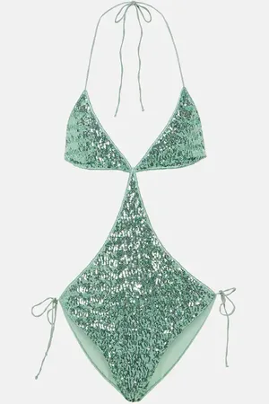 Oseree OsÃ©ree Pailettes cutout swimsuit