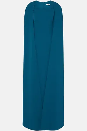 Safiyaa Cinza caped crÃªpe gown