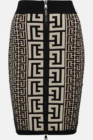 Balmain Monogram wool-blend miniskirt