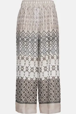 Brunello Cucinelli Printed silk wide-leg pants