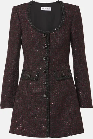 Self-Portrait Sequined tweed minidress