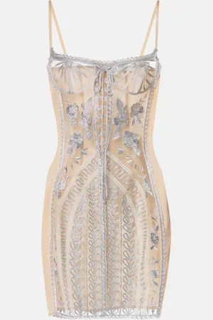 The Attico Embroidered sheer minidress