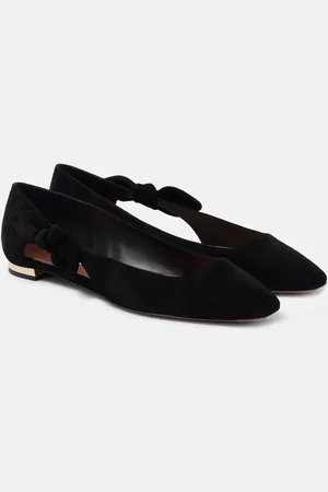 Aquazzura Very Bow Tie suede ballet flats