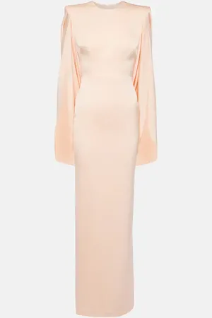 ALEX PERRY Caped crÃªpe satin gown