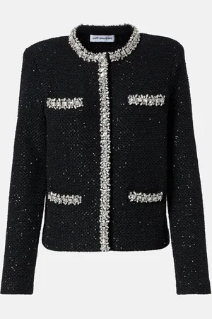 Self-Portrait Sequined cotton-blend bouclÃ© jacket