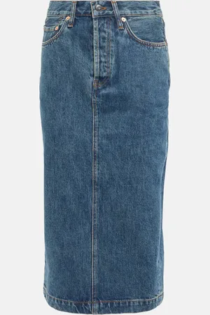 WARDROBE.NYC High-rise denim midi skirt