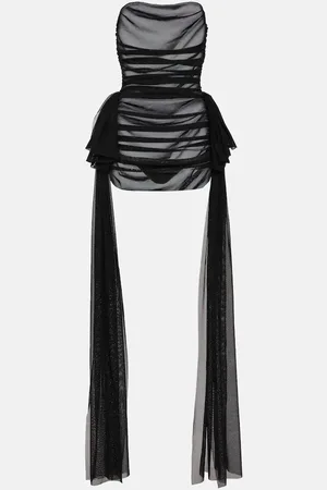 Norma Kamali Ruffled sheer mesh minidress