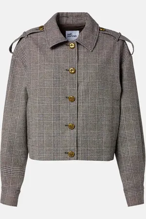 Self-Portrait Checked cotton and linen jacket