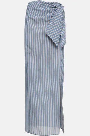 Brunello Cucinelli Striped cotton and silk wrap skirt