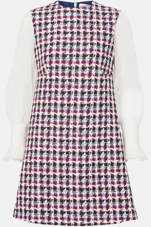 VALENTINO Embellished wool-blend tweed minidress
