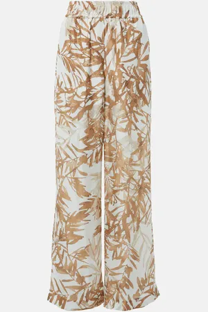 Brunello Cucinelli Printed high-rise silk wide-leg pants