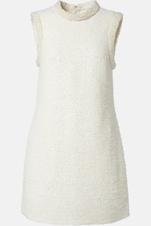 Self-Portrait Faux pearl-trimmed bouclÃ© minidress