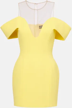 DAVID KOMA Off-shoulder wool crÃªpe minidress