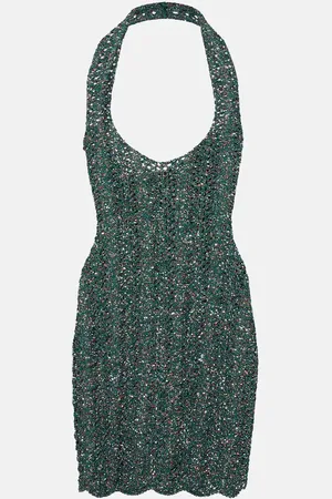 Saint Laurent Sequined mesh minidress