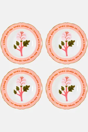 BITOSSI Botanica Rosa set of 4 porcelain soup plates