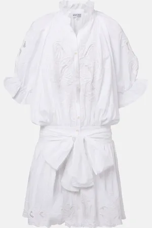 Juliet Dunn Embroidered cotton poplin minidress
