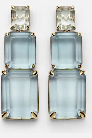 Mateo Arithmetic Composition 14kt gold drop earrings with topaz