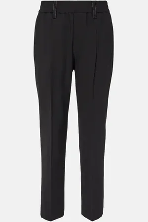 Brunello Cucinelli High-rise wool-blend straight pants