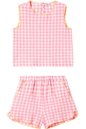 Il gufo Gingham cotton-blend top and shorts set