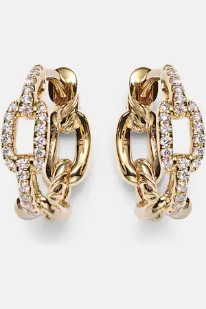 David Yurman Stax Chain Link 18kt hoop earrings with diamonds