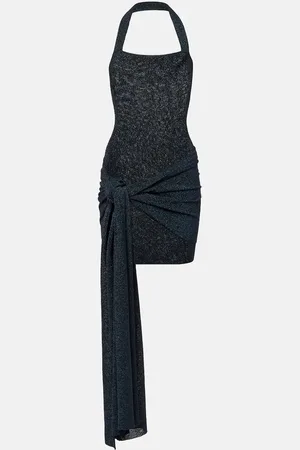AYA MUSE Gathered lamÃ© minidress