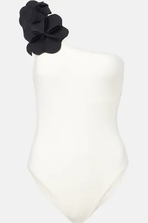 Karla Colletto Tess floral-appliquÃ© one-shoulder swimsuit