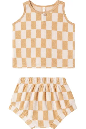 Rylee + Cru Baby checked cotton-blend terry top and shorts set
