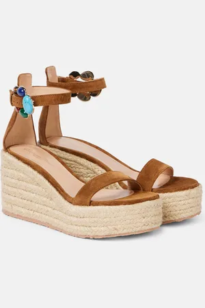Gianvito Rossi Embellished suede platform espadrilles
