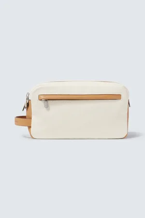 Brunello Cucinelli Leather-trimmed canvas toiletry bag