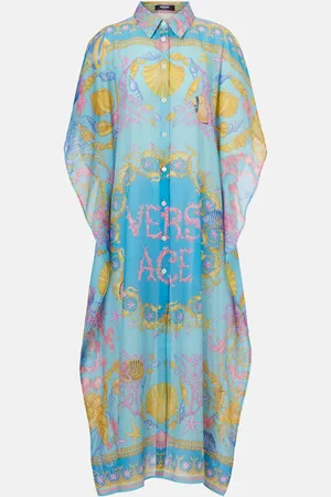 VERSACE Underwater Barocco cotton and silk beach cover-up