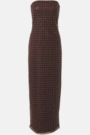 ROTATE Beaded strapless maxi dress