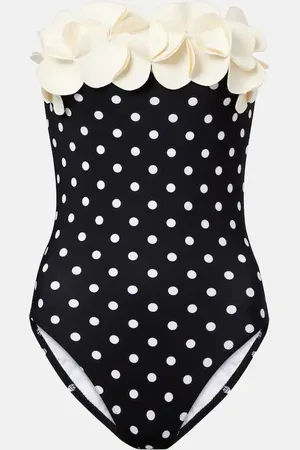 Karla Colletto Floral-appliquÃ© polka-dot swimsuit