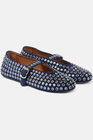 Alaïa AlaÃ¯a Embellished suede ballet flats