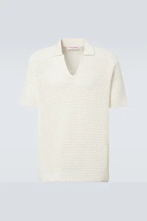 Orlebar Brown Batten crochet cotton polo shirt