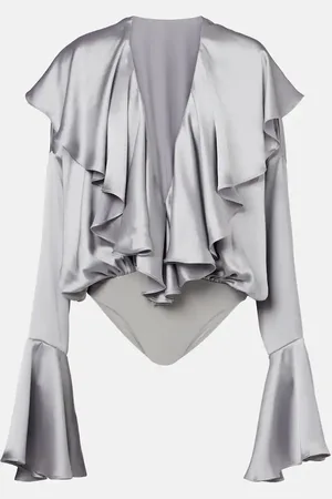 Norma Kamali Ruffled satin bodysuit