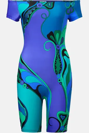 Puccini Orchidee printed off-shoulder romper