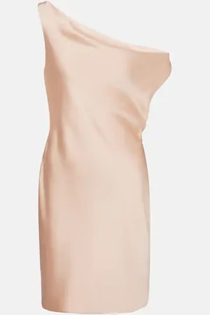 Norma Kamali Maria asymmetric crÃªpe satin minidress