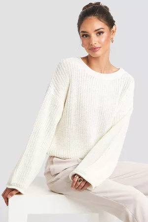 NA-KD Dame Strikkegensere - Cropped Boat Neck Knitted Sweater