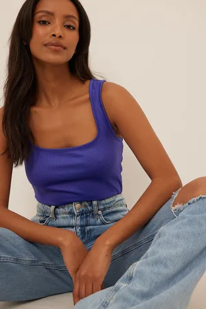 NA-KD Dame Singleter - Resirkulert ribbestrikket singlet