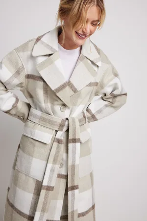NA-KD Oversized rutete kåpe med belte