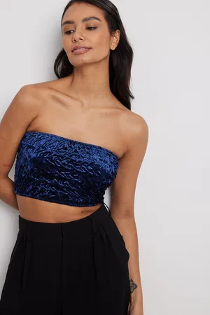 NA-KD Dame Topper - Bandeau-topp i fløyel med smock